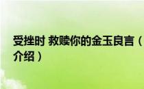 受挫时 救赎你的金玉良言（关于受挫时 救赎你的金玉良言介绍）