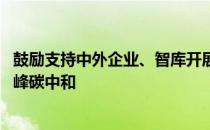 鼓励支持中外企业、智库开展多层次交流合作 助力实现碳达峰碳中和