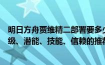 明日方舟贾维精二部署要多少费用（特种贾维的精英化、等级、潜能、技能、信赖的推荐培养程度分别是什么）