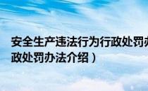 安全生产违法行为行政处罚办法（关于安全生产违法行为行政处罚办法介绍）