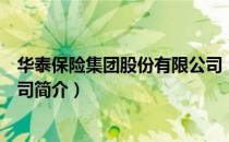 华泰保险集团股份有限公司（关于华泰保险集团股份有限公司简介）