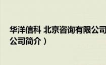 华洋信科 北京咨询有限公司（关于华洋信科 北京咨询有限公司简介）