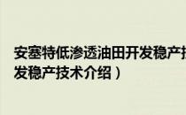 安塞特低渗透油田开发稳产技术（关于安塞特低渗透油田开发稳产技术介绍）