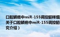 口腔鳞癌中miR-155调控髓样细胞分化为DC/MDSC的作用机制研究（关于口腔鳞癌中miR-155调控髓样细胞分化为DC/MDSC的作用机制研究介绍）