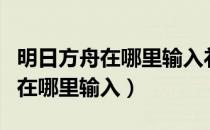 明日方舟在哪里输入礼包码（明日方舟礼包码在哪里输入）