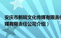 安庆市新皖文化传媒有限责任公司（关于安庆市新皖文化传媒有限责任公司介绍）