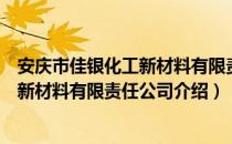 安庆市佳银化工新材料有限责任公司（关于安庆市佳银化工新材料有限责任公司介绍）