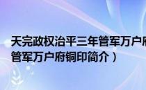 天完政权治平三年管军万户府铜印（关于天完政权治平三年管军万户府铜印简介）