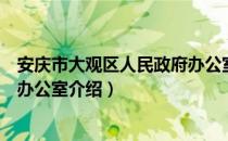 安庆市大观区人民政府办公室（关于安庆市大观区人民政府办公室介绍）