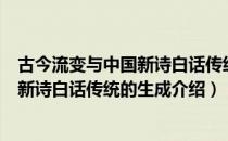 古今流变与中国新诗白话传统的生成（关于古今流变与中国新诗白话传统的生成介绍）