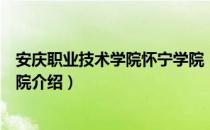 安庆职业技术学院怀宁学院（关于安庆职业技术学院怀宁学院介绍）