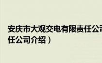 安庆市大观交电有限责任公司（关于安庆市大观交电有限责任公司介绍）