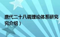 唐代二十八调理论体系研究（关于唐代二十八调理论体系研究介绍）