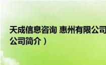 天成信息咨询 惠州有限公司（关于天成信息咨询 惠州有限公司简介）