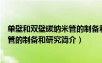 单壁和双壁碳纳米管的制备和研究（关于单壁和双壁碳纳米管的制备和研究简介）