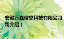 安徽万森信息科技有限公司（关于安徽万森信息科技有限公司介绍）