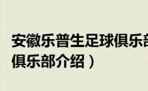 安徽乐普生足球俱乐部（关于安徽乐普生足球俱乐部介绍）