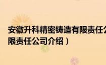 安徽升科精密铸造有限责任公司（关于安徽升科精密铸造有限责任公司介绍）