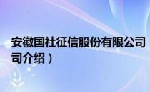 安徽国社征信股份有限公司（关于安徽国社征信股份有限公司介绍）