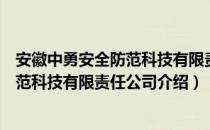 安徽中勇安全防范科技有限责任公司（关于安徽中勇安全防范科技有限责任公司介绍）