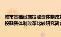 城市基础设施投融资体制改革比较研究（关于城市基础设施投融资体制改革比较研究简介）