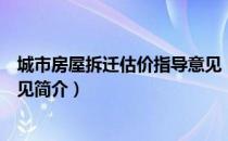 城市房屋拆迁估价指导意见（关于城市房屋拆迁估价指导意见简介）