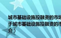 城市基础设施投融资的市场化改革：PPP的理念与实践（关于城市基础设施投融资的市场化改革：PPP的理念与实践简介）