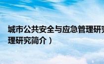 城市公共安全与应急管理研究（关于城市公共安全与应急管理研究简介）