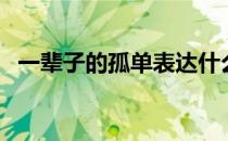 一辈子的孤单表达什么意思（一辈子孤单）