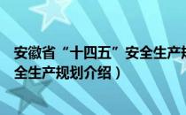 安徽省“十四五”安全生产规划（关于安徽省“十四五”安全生产规划介绍）