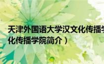 天津外国语大学汉文化传播学院（关于天津外国语大学汉文化传播学院简介）