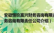 安徽恒玖富兴财务咨询有限责任公司（关于安徽恒玖富兴财务咨询有限责任公司介绍）