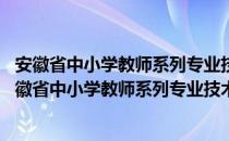 安徽省中小学教师系列专业技术资格标准条件 试行（关于安徽省中小学教师系列专业技术资格标准条件 试行介绍）