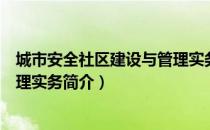 城市安全社区建设与管理实务（关于城市安全社区建设与管理实务简介）