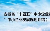 安徽省“十四五”中小企业发展规划（关于安徽省“十四五”中小企业发展规划介绍）