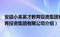 安徽小来英才教育投资集团有限公司（关于安徽小来英才教育投资集团有限公司介绍）