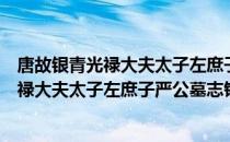 唐故银青光禄大夫太子左庶子严公墓志铭（关于唐故银青光禄大夫太子左庶子严公墓志铭介绍）