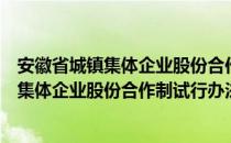 安徽省城镇集体企业股份合作制试行办法（关于安徽省城镇集体企业股份合作制试行办法介绍）