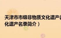 天津市市级非物质文化遗产名录（关于天津市市级非物质文化遗产名录简介）