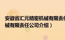 安徽省汇元精密机械有限责任公司（关于安徽省汇元精密机械有限责任公司介绍）