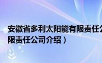 安徽省多利太阳能有限责任公司（关于安徽省多利太阳能有限责任公司介绍）