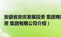 安徽省安庆发展投资 集团有限公司（关于安徽省安庆发展投资 集团有限公司介绍）