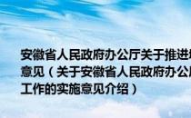 安徽省人民政府办公厅关于推进城市和国有工矿棚户区改造工作的实施意见（关于安徽省人民政府办公厅关于推进城市和国有工矿棚户区改造工作的实施意见介绍）