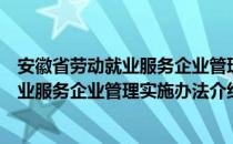 安徽省劳动就业服务企业管理实施办法（关于安徽省劳动就业服务企业管理实施办法介绍）