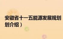 安徽省十一五能源发展规划（关于安徽省十一五能源发展规划介绍）