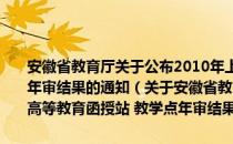 安徽省教育厅关于公布2010年上半年高校成人高等教育函授站 教学点年审结果的通知（关于安徽省教育厅关于公布2010年上半年高校成人高等教育函授站 教学点年审结果的通知介绍）