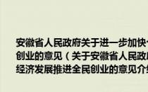 安徽省人民政府关于进一步加快个体私营等非公有制经济发展推进全民创业的意见（关于安徽省人民政府关于进一步加快个体私营等非公有制经济发展推进全民创业的意见介绍）