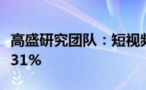 高盛研究团队：短视频占据中国网民上网时间31%