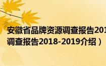 安徽省品牌资源调查报告2018-2019（关于安徽省品牌资源调查报告2018-2019介绍）