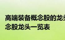 高端装备概念股的龙头股都有哪些高端装备概念股龙头一览表